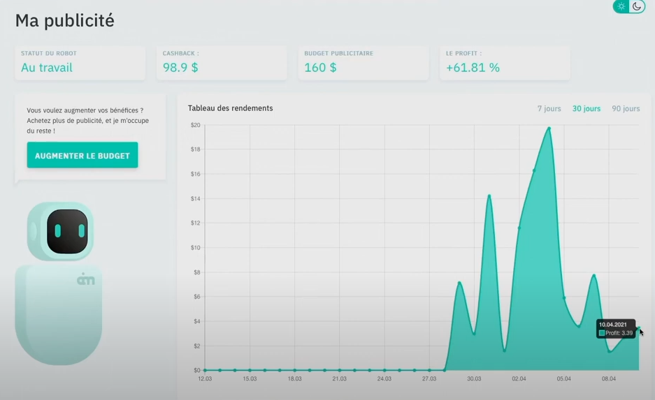 AI marketing interface application cashback